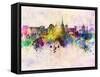 Turin Skyline in Watercolor Background-paulrommer-Framed Stretched Canvas