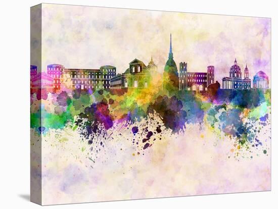 Turin Skyline in Watercolor Background-paulrommer-Stretched Canvas