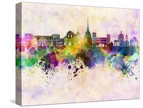 Turin Skyline in Watercolor Background-paulrommer-Stretched Canvas