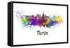 Turin Skyline in Watercolor-paulrommer-Framed Stretched Canvas