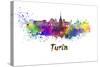 Turin Skyline in Watercolor-paulrommer-Stretched Canvas