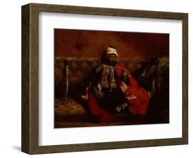 Turk Smoking Sitting on a Sofa, c.1825-Eugene Delacroix-Framed Giclee Print