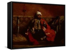 Turk Smoking Sitting on a Sofa, c.1825-Eugene Delacroix-Framed Stretched Canvas