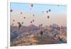 Turkey, Anatolia, Cappadocia, Goreme. Hot air balloons above Red Valley.-Emily Wilson-Framed Photographic Print