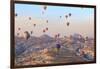 Turkey, Anatolia, Cappadocia, Goreme. Hot air balloons above Red Valley.-Emily Wilson-Framed Photographic Print