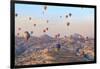 Turkey, Anatolia, Cappadocia, Goreme. Hot air balloons above Red Valley.-Emily Wilson-Framed Photographic Print