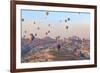 Turkey, Anatolia, Cappadocia, Goreme. Hot air balloons above Red Valley.-Emily Wilson-Framed Photographic Print