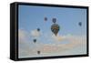 Turkey, Anatolia, Cappadocia, Goreme. Hot air balloons above Red Valley.-Emily Wilson-Framed Stretched Canvas