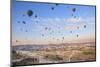 Turkey, Anatolia, Cappadocia, Goreme. Hot air balloons above Red Valley.-Emily Wilson-Mounted Photographic Print