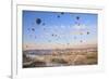 Turkey, Anatolia, Cappadocia, Goreme. Hot air balloons above Red Valley.-Emily Wilson-Framed Premium Photographic Print