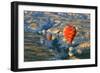 Turkey, Anatolia, Cappadocia, Goreme. Hot air balloons above Red Valley.-Emily Wilson-Framed Photographic Print