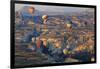 Turkey, Anatolia, Cappadocia, Goreme. Hot air balloons above Red Valley.-Emily Wilson-Framed Photographic Print