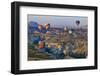 Turkey, Anatolia, Cappadocia, Goreme. Hot air balloons flying above the valley.-Emily Wilson-Framed Photographic Print