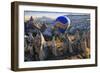 Turkey, Anatolia, Cappadocia, Goreme. Hot air balloons flying above the valley.-Emily Wilson-Framed Photographic Print