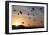 Turkey, Anatolia, Cappadocia, Goreme. Hot air balloons flying above the valley.-Emily Wilson-Framed Photographic Print