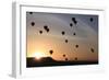 Turkey, Anatolia, Cappadocia, Goreme. Hot air balloons flying above the valley.-Emily Wilson-Framed Photographic Print