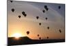 Turkey, Anatolia, Cappadocia, Goreme. Hot air balloons flying above the valley.-Emily Wilson-Mounted Photographic Print