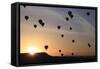 Turkey, Anatolia, Cappadocia, Goreme. Hot air balloons flying above the valley.-Emily Wilson-Framed Stretched Canvas