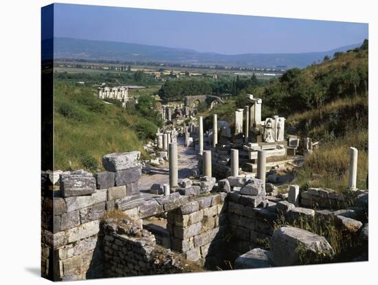 Turkey, Ancient Ephesus, View of Curetes Way from Greek City Hall 'Prytaneum'-null-Stretched Canvas