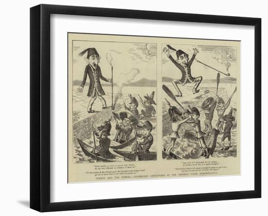 Turkey and the Powers, Roumanian Caricatures of the Proposed Naval Demonstration-null-Framed Giclee Print