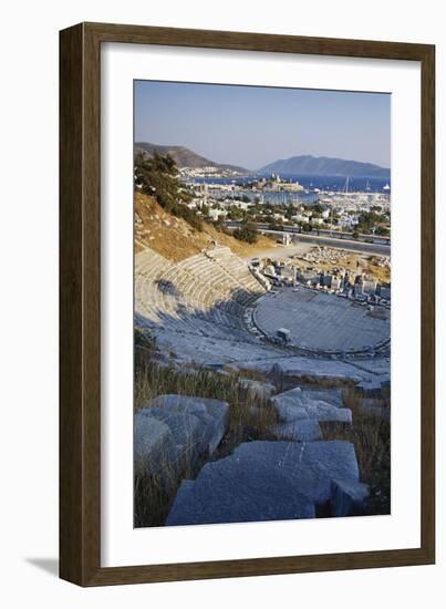 Turkey, Bodrum, View of Antique Theater and Castle-Ali Kabas-Framed Photographic Print