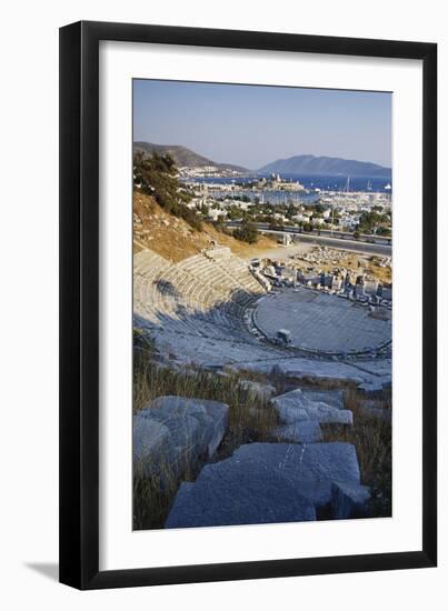 Turkey, Bodrum, View of Antique Theater and Castle-Ali Kabas-Framed Photographic Print