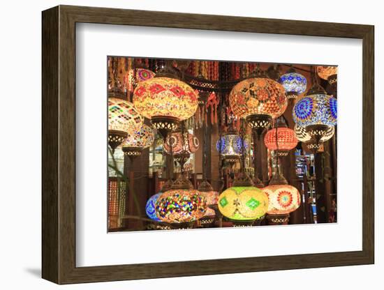 Turkey, Bursa Province, Bursa, colorful, glass mosaic lamps.-Emily Wilson-Framed Photographic Print