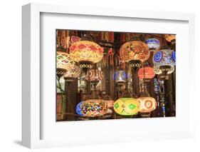 Turkey, Bursa Province, Bursa, colorful, glass mosaic lamps.-Emily Wilson-Framed Photographic Print