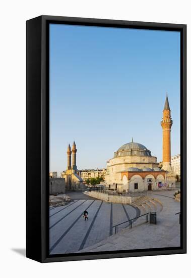 Turkey, Central Anatolia, Sivas, Twin Minarets of Cifte Minare Medressah and Kale Camii-Christian Kober-Framed Stretched Canvas