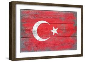 Turkey Country Flag - Barnwood Painting-Lantern Press-Framed Art Print