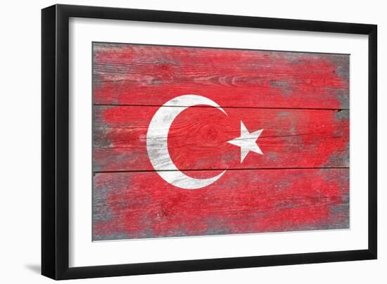 Turkey Country Flag - Barnwood Painting-Lantern Press-Framed Art Print