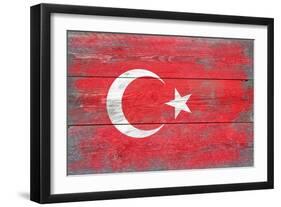 Turkey Country Flag - Barnwood Painting-Lantern Press-Framed Art Print