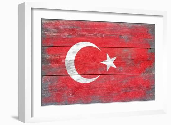 Turkey Country Flag - Barnwood Painting-Lantern Press-Framed Art Print