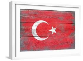 Turkey Country Flag - Barnwood Painting-Lantern Press-Framed Art Print