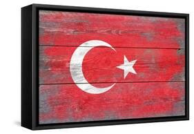 Turkey Country Flag - Barnwood Painting-Lantern Press-Framed Stretched Canvas