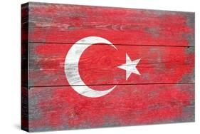 Turkey Country Flag - Barnwood Painting-Lantern Press-Stretched Canvas