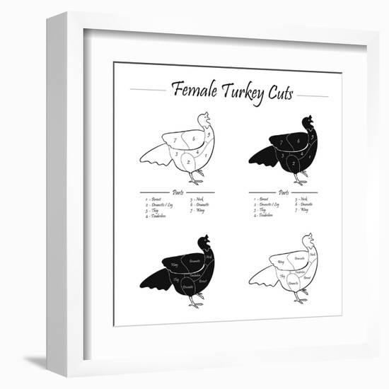 TURKEY FEMALE CUTS SCHEME  - B&W-ONiONAstudio-Framed Art Print