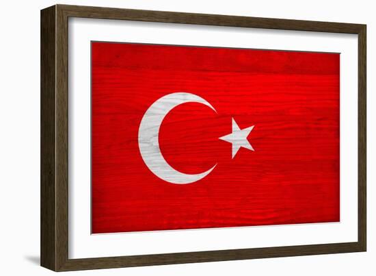 Turkey Flag Design with Wood Patterning - Flags of the World Series-Philippe Hugonnard-Framed Art Print