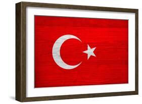 Turkey Flag Design with Wood Patterning - Flags of the World Series-Philippe Hugonnard-Framed Art Print