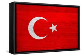 Turkey Flag Design with Wood Patterning - Flags of the World Series-Philippe Hugonnard-Framed Stretched Canvas