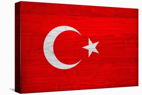 Turkey Flag Design with Wood Patterning - Flags of the World Series-Philippe Hugonnard-Stretched Canvas