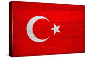 Turkey Flag Design with Wood Patterning - Flags of the World Series-Philippe Hugonnard-Stretched Canvas