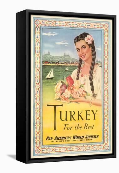 Turkey, For the Best - Pan American World Airways, Vintage Travel Poster, 1950s-Pacifica Island Art-Framed Stretched Canvas