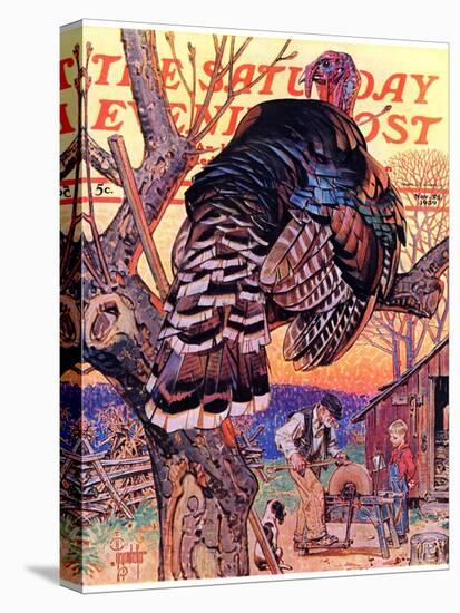 "Turkey in the Tree," Saturday Evening Post Cover, November 25, 1939-Joseph Christian Leyendecker-Stretched Canvas