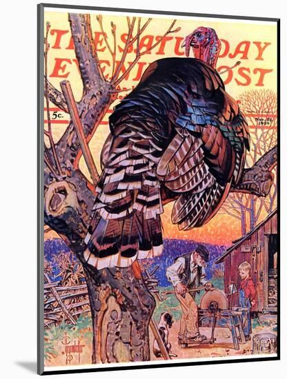 "Turkey in the Tree," Saturday Evening Post Cover, November 25, 1939-Joseph Christian Leyendecker-Mounted Giclee Print