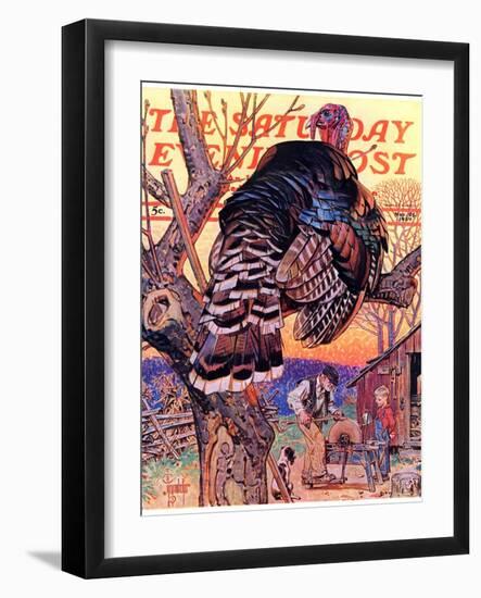 "Turkey in the Tree," Saturday Evening Post Cover, November 25, 1939-Joseph Christian Leyendecker-Framed Giclee Print