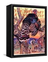 "Turkey in the Tree," Saturday Evening Post Cover, November 25, 1939-Joseph Christian Leyendecker-Framed Stretched Canvas