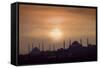 Turkey, Istanbul, Blue Mosque and Hagia Sophia, Sunset-Daryl Benson-Framed Stretched Canvas