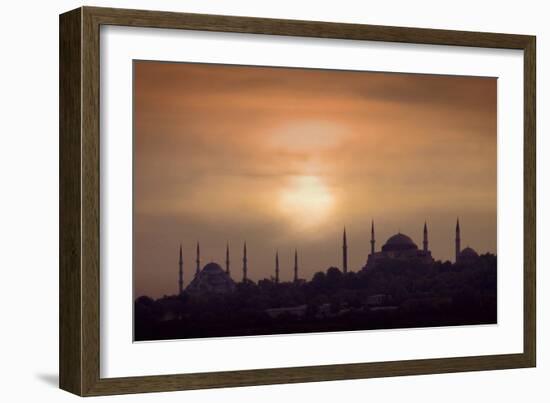 Turkey, Istanbul, Blue Mosque and Hagia Sophia, Sunset-Daryl Benson-Framed Photographic Print