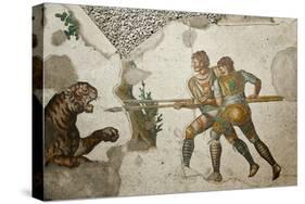 Turkey, Istanbul, Great Palace Mosaic Museum, Roman Mosaic, Tiger Hunt-Samuel Magal-Stretched Canvas